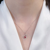 Natural Ruby Pendant Mini Hulu Pigeon Blood Color With Certificate Diamond 18k Solid Gold y
